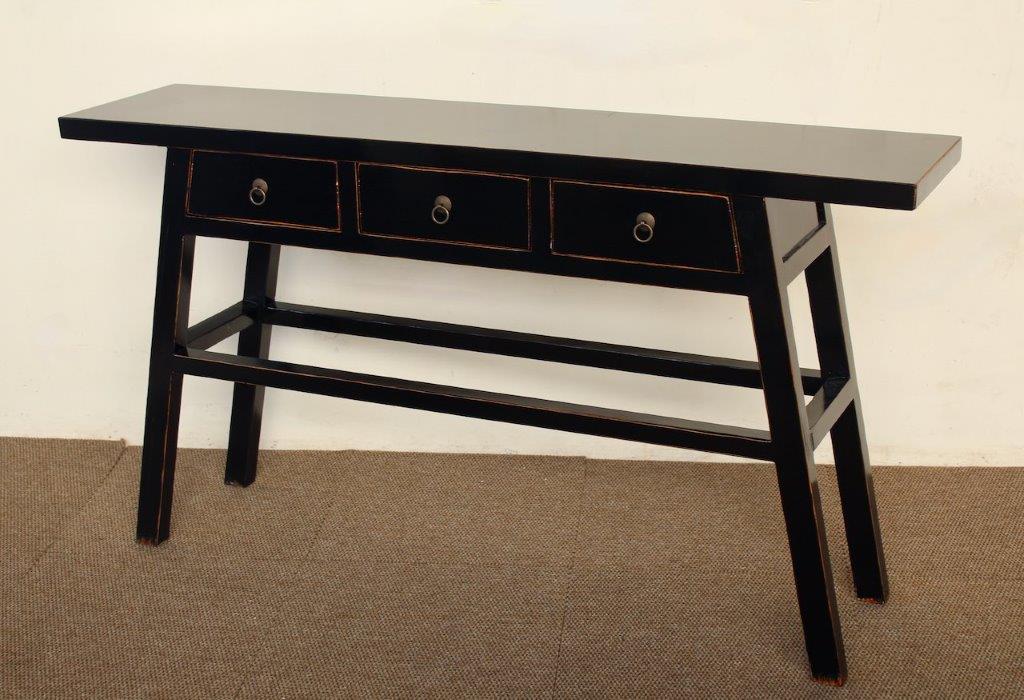 Black 3 Drawer Console